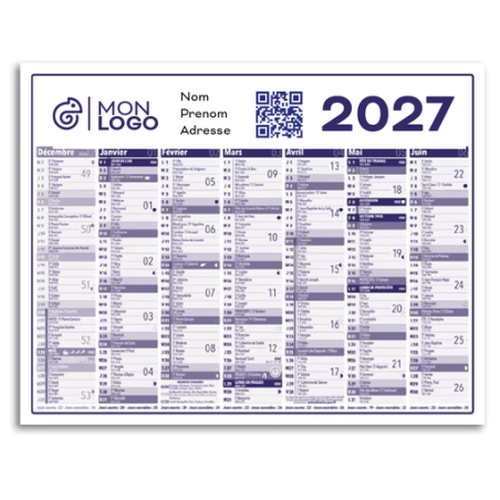 Calendrier bancaire sous-mains personnalisé - 55 x 40,5 cm - Chronos