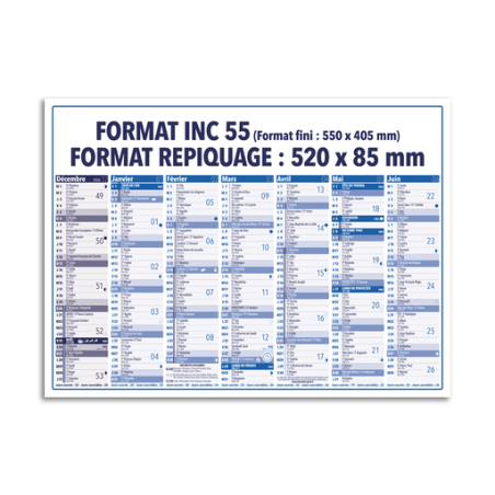 Calendrier bancaire sous-mains personnalisé 55 x 40,5 cm - Saturne