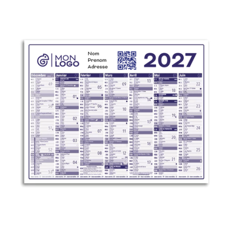 Calendrier bancaire personnalisé - 43 x 33,5 cm - Chronos