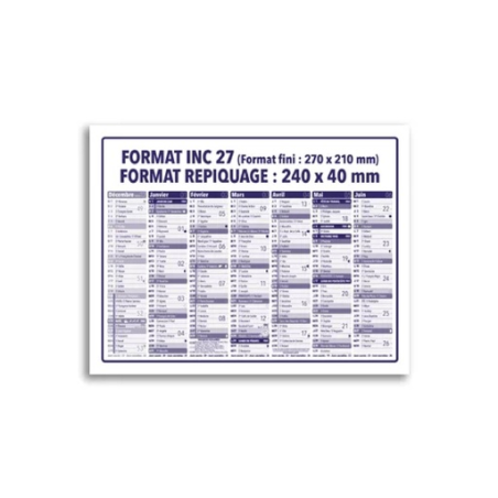 Calendrier bancaire personnalisé - 27 x 21 cm - Chronos