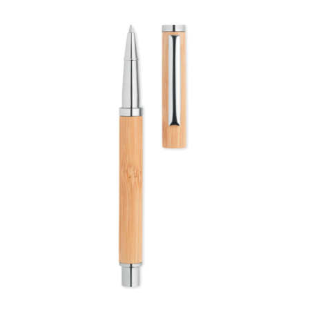 Stylo roller personnalisable en bambou et inox - CAIRO
