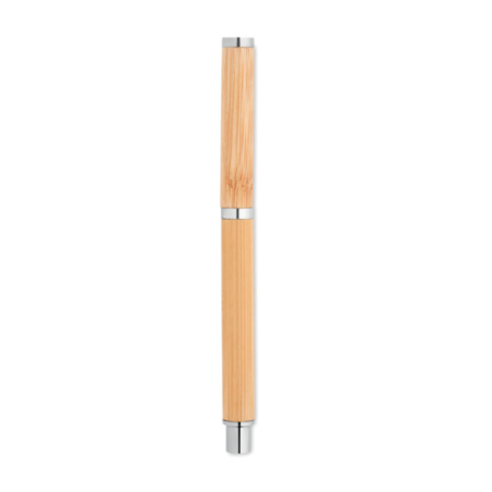 Stylo roller personnalisable en bambou et inox - CAIRO
