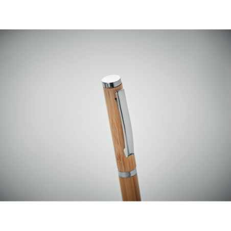 Stylo roller personnalisable en bambou et inox - CAIRO