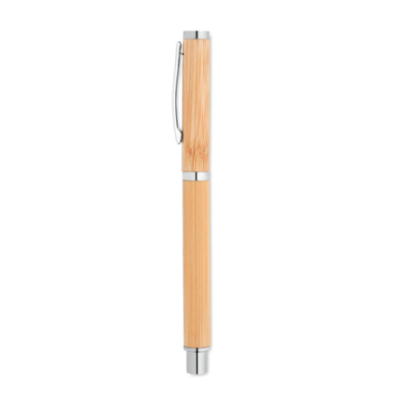 Stylo roller personnalisable en bambou et inox - CAIRO