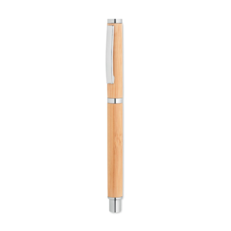 Stylo roller personnalisable en bambou et inox - CAIRO
