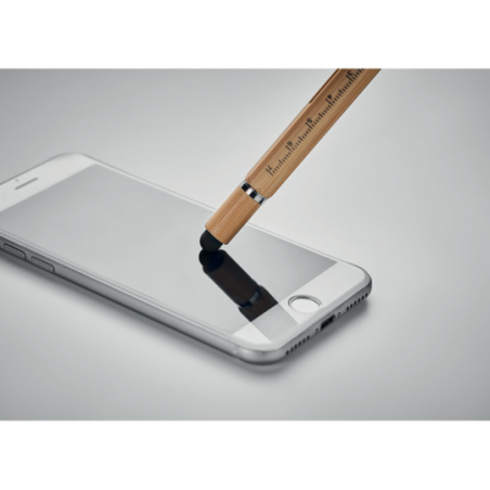 Stylo stylet personnalisé en bambou avec niveau à bulle, règle et embouts de tournevis - TOOLBAM