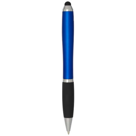 Stylo stylet publicitaire en plastique recyclé RCS avec corps coloré et grip noir (encre noire) Nash