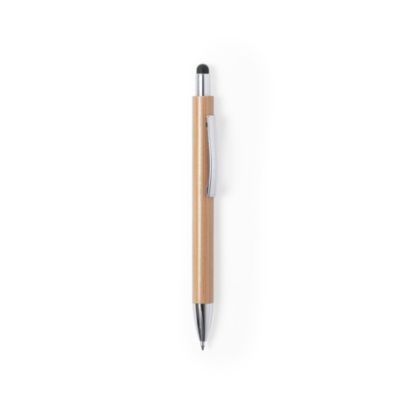 Stylo stylet publicitaire en méta et bambou - encre bleue - Zharu