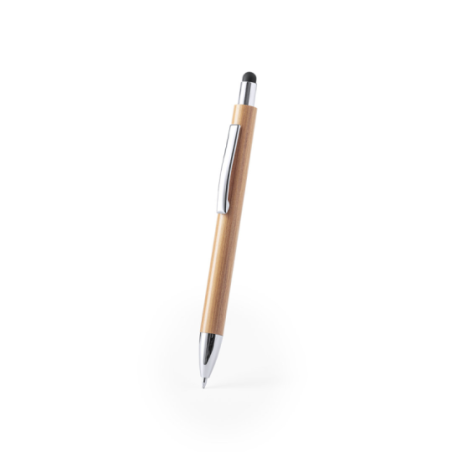 Stylo stylet publicitaire en méta et bambou - encre bleue - Zharu
