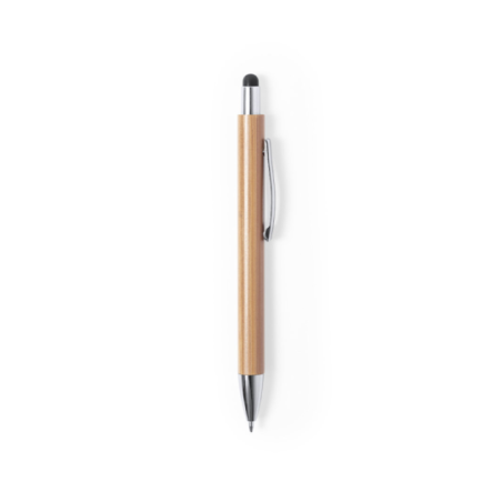 Stylo stylet publicitaire en méta et bambou - encre bleue - Zharu