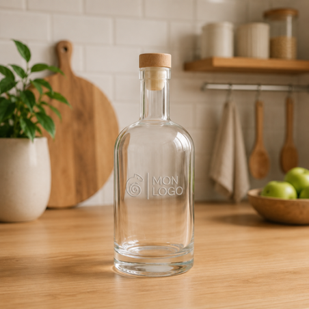 Bouteille d'eau personnalisable 1L avec bouchon en bois FSC