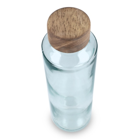 Bouteille en verre recyclé personnalisable 650ml avec bouchon en bois - Made in Europe - ReuuZ