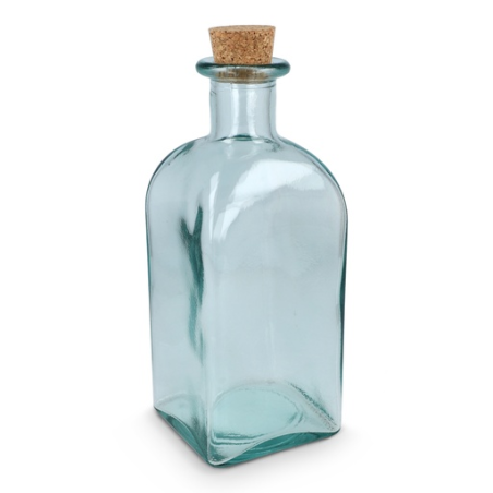 Bouteille en verre recyclé personnalisable avec bouchon en liège 1L - Made in europe - Square Reuuz