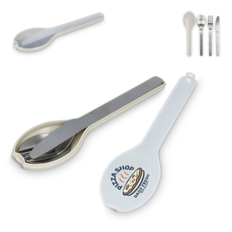 Set de couverts personnalisable et réutilisable en acier inoxydable - Go
