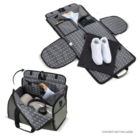 Sac personnalisable de voyage et d'affaire avec housse de vêtement et pochette de chaussure intégrés en PU 210D