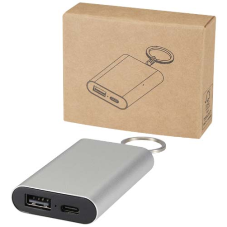 Batterie de secours personnalisée Arcturus en aluminium recyclé de 2&nbsp;000&nbsp;mAh avec porte-clés