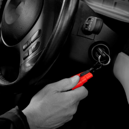 Porte-clés de survie personnalisé RESQME® coupe ceinture et brise vitre breveté
