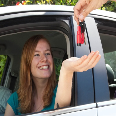 Porte-clés de survie personnalisé RESQME® coupe ceinture et brise vitre breveté