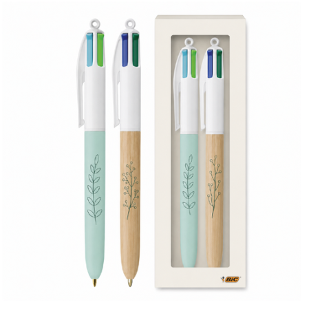 Coffret BIC® personnalisable avec 2 stylos 4 couleurs au choix en sérigraphie
