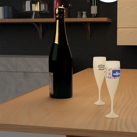 Flute à champagne personnalisable réutilisable en biocopomosite 14 cl Ras Bord