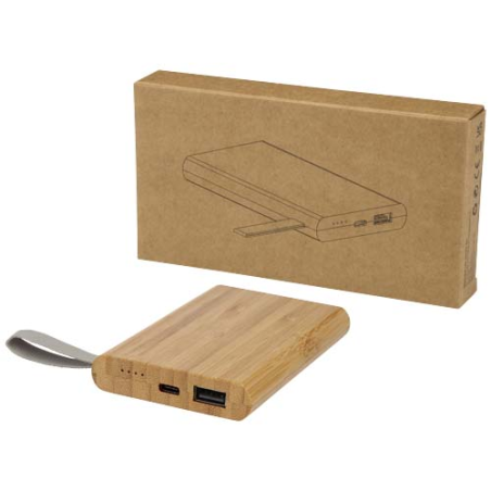 Batterie de secours personnalisée Tulda de 5&nbsp;000&nbsp;mAh en bambou