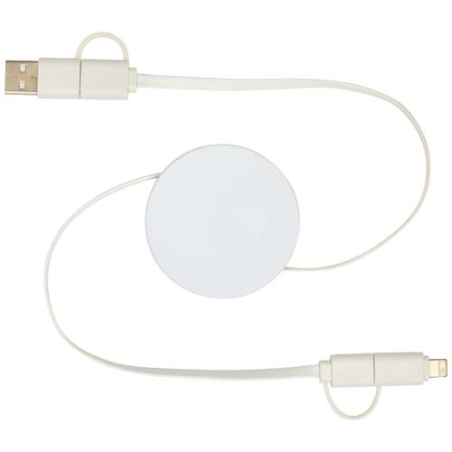 Câble rétractable 5 en 1 Citala en plastique recyclé de 90&nbsp;cm pour la synchronisation des données et la charge rapide de 40&nbsp;W