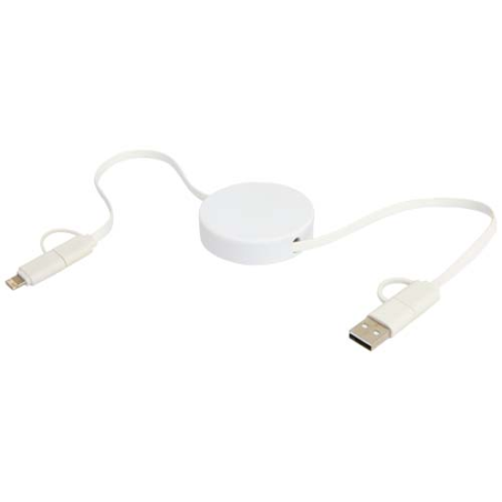 Câble rétractable 5 en 1 Citala en plastique recyclé de 90&nbsp;cm pour la synchronisation des données et la charge rapide de 40&nbsp;W