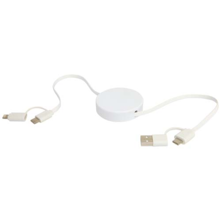 Câble rétractable 5 en 1 Citala en plastique recyclé de 90&nbsp;cm pour la synchronisation des données et la charge rapide de 40&nbsp;W