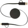 Câble rétractable 5 en 1 Citala en plastique recyclé de 90&nbsp;cm pour la synchronisation des données et la charge rapide de 40&nbsp;W