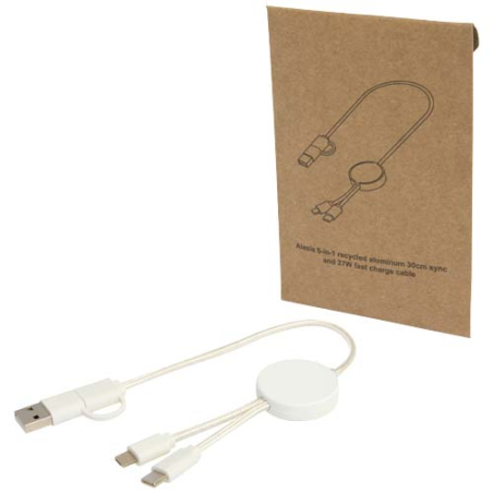 Câble 5 en 1 Citala en plastique recyclé de 30&nbsp;cm pour la synchronisation des données et la charge rapide de 27&nbsp;W