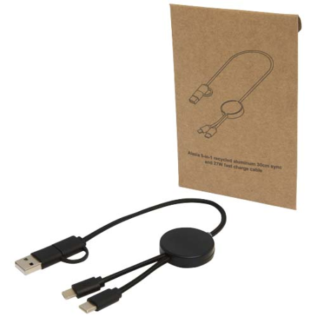Câble 5 en 1 Citala en plastique recyclé de 30&nbsp;cm pour la synchronisation des données et la charge rapide de 27&nbsp;W