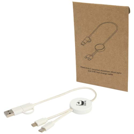 Câble 5 en 1 Citala en plastique recyclé de 30&nbsp;cm pour la synchronisation des données et la charge rapide de 27&nbsp;W