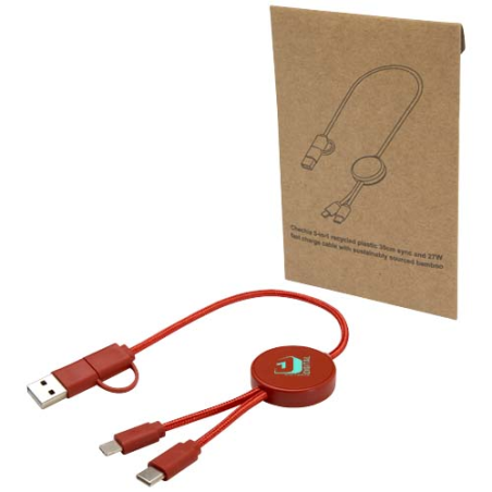 Câble 5 en 1 Citala en plastique recyclé de 30&nbsp;cm pour la synchronisation des données et la charge rapide de 27&nbsp;W