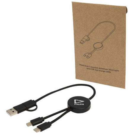 Câble 5 en 1 Citala en plastique recyclé de 30&nbsp;cm pour la synchronisation des données et la charge rapide de 27&nbsp;W