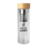 Bouteille à infusion personnalisable Bailey en verre borosilicate de 400 ml avec couvercle en bambou Bouteille à infusion personnalisable Bailey en verre borosilicate de 400 ml avec couvercle en bambou