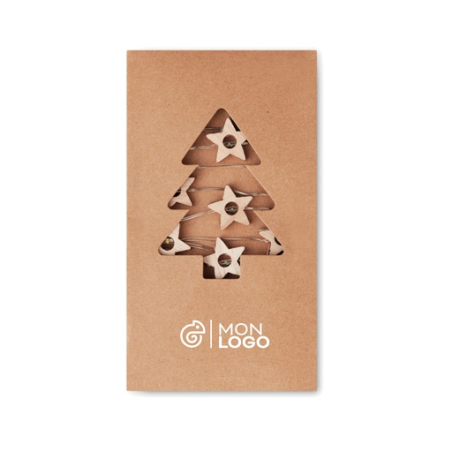 Guirlande de noël en forme d'étoiles dans son coffret kraft personnalisable