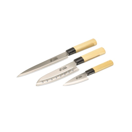 Set 3 couteaux personnalisable style japonais avec lame en inox et manche en plastique