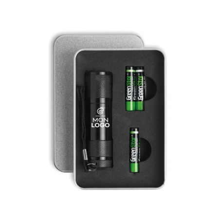 Torche personnalisable en aluminium 9 LED dans une boite en aluminium