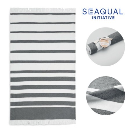 Serviette personnalisable de hammam ou de plage en coton et polyester recyclé 300g/m2 100x170 cm
