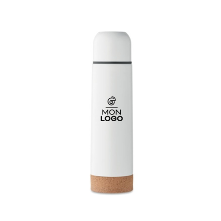 Thermos publicitaire en inox recyclé et base en liège 500ml