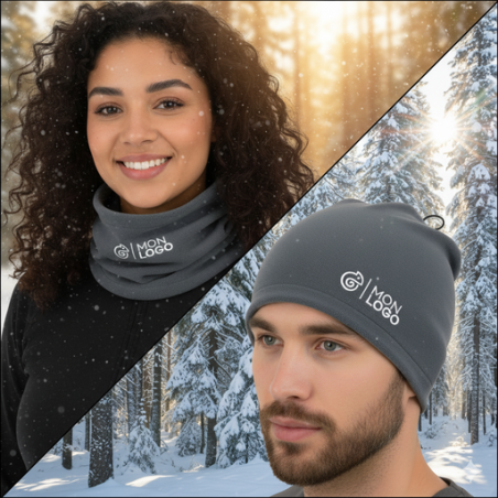 Cache-cou bonnet publicitaire polaire en polyester RPET 200g/m2 BLIZZARD