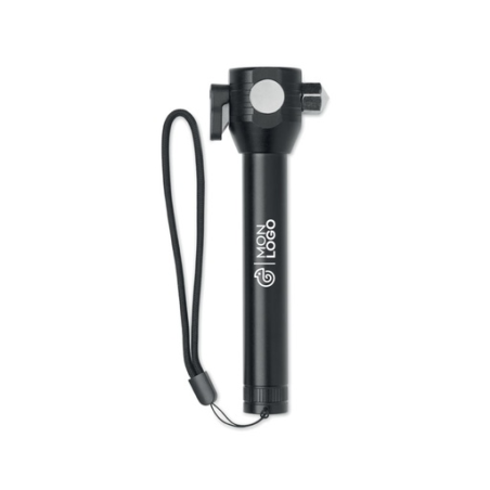 Torche personnalisable et rechargeable avec marteau d'urgence et coupe ceinture - HAMALUZ