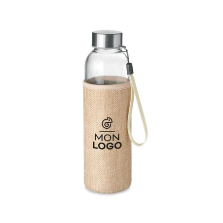 Bouteille en verre personnalisable avec sa housse en jute 500ml Bodhi