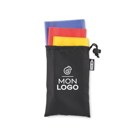 Pochette personnalisable en RPET avec 3 bandes de fitness en TPE TOP FIT