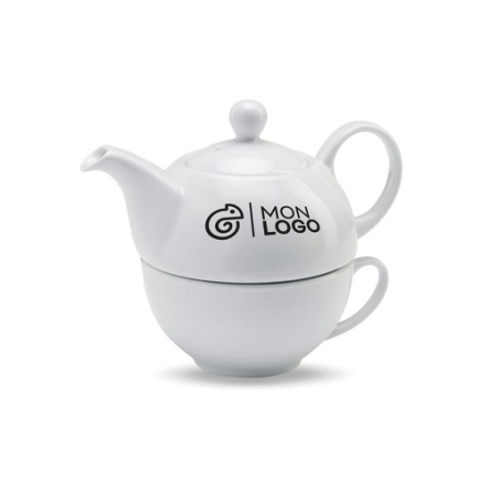 Théière et tasse personnalisable 400 ml en céramique