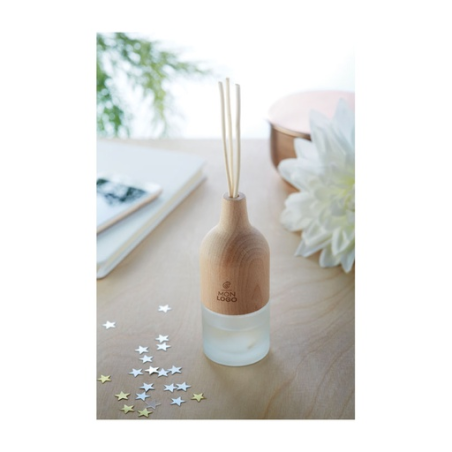 Diffuseur d'arôme de lilas et jasmin personnalisable en verre et bois de hêtre - 30 ml