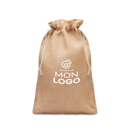 Grand sac cadeau en jute personnalisable 30x47 cm
