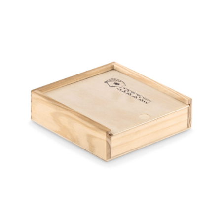 Set de jeu en bois personnalisable avec 5 dès et un jeu de 54 cartes