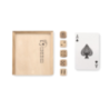 Set de jeu en bois personnalisable avec 5 dès et un jeu de 54 cartes Set de jeu en bois personnalisable avec 5 dès et un jeu de 54 cartes
