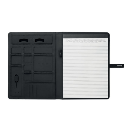 Conférencier personnalisable A4 avec son powerbank chargeur sans fil
